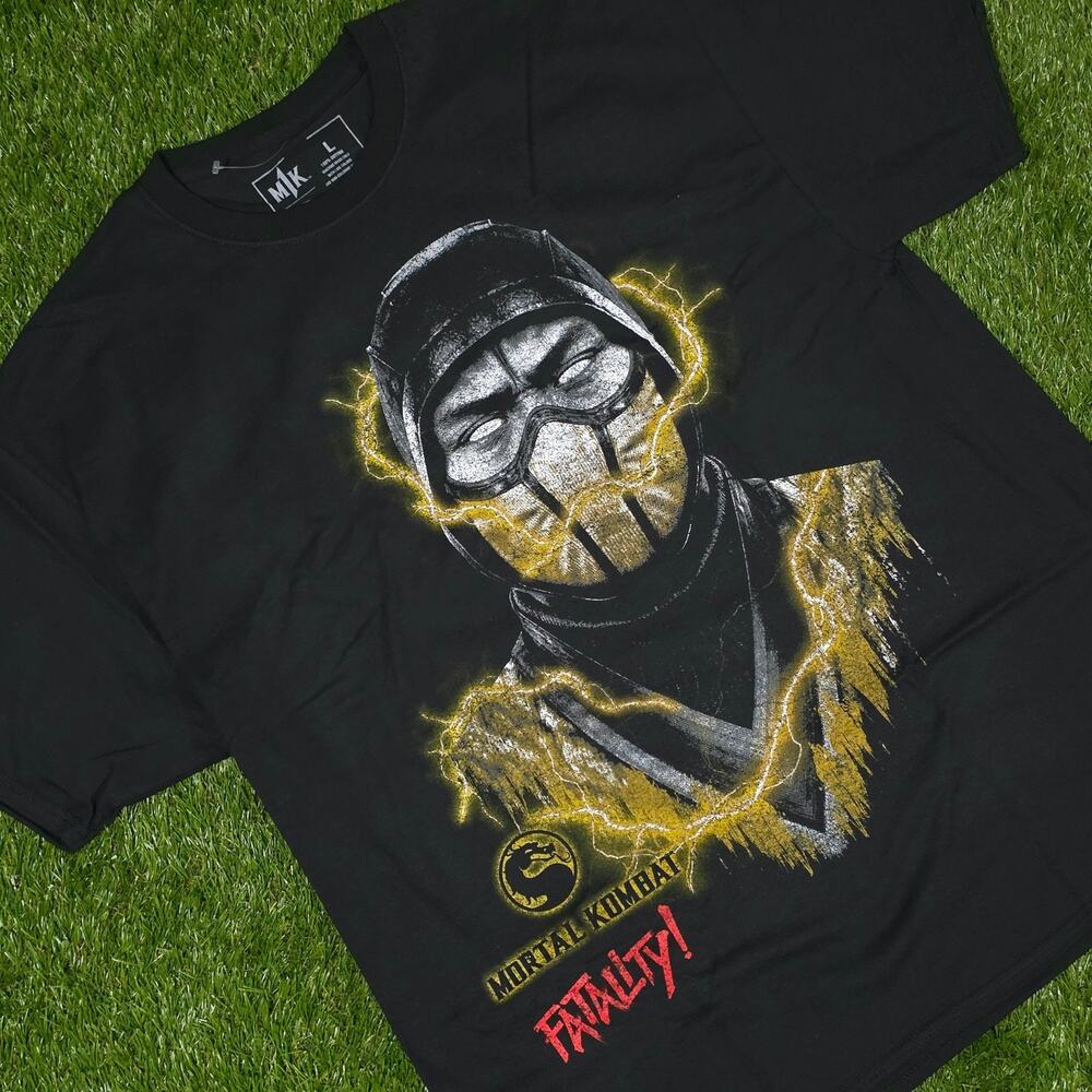 Mortal Kombat Scorpion Graphic Crewneck T-Shirt Men's Sz Large Black Tee New